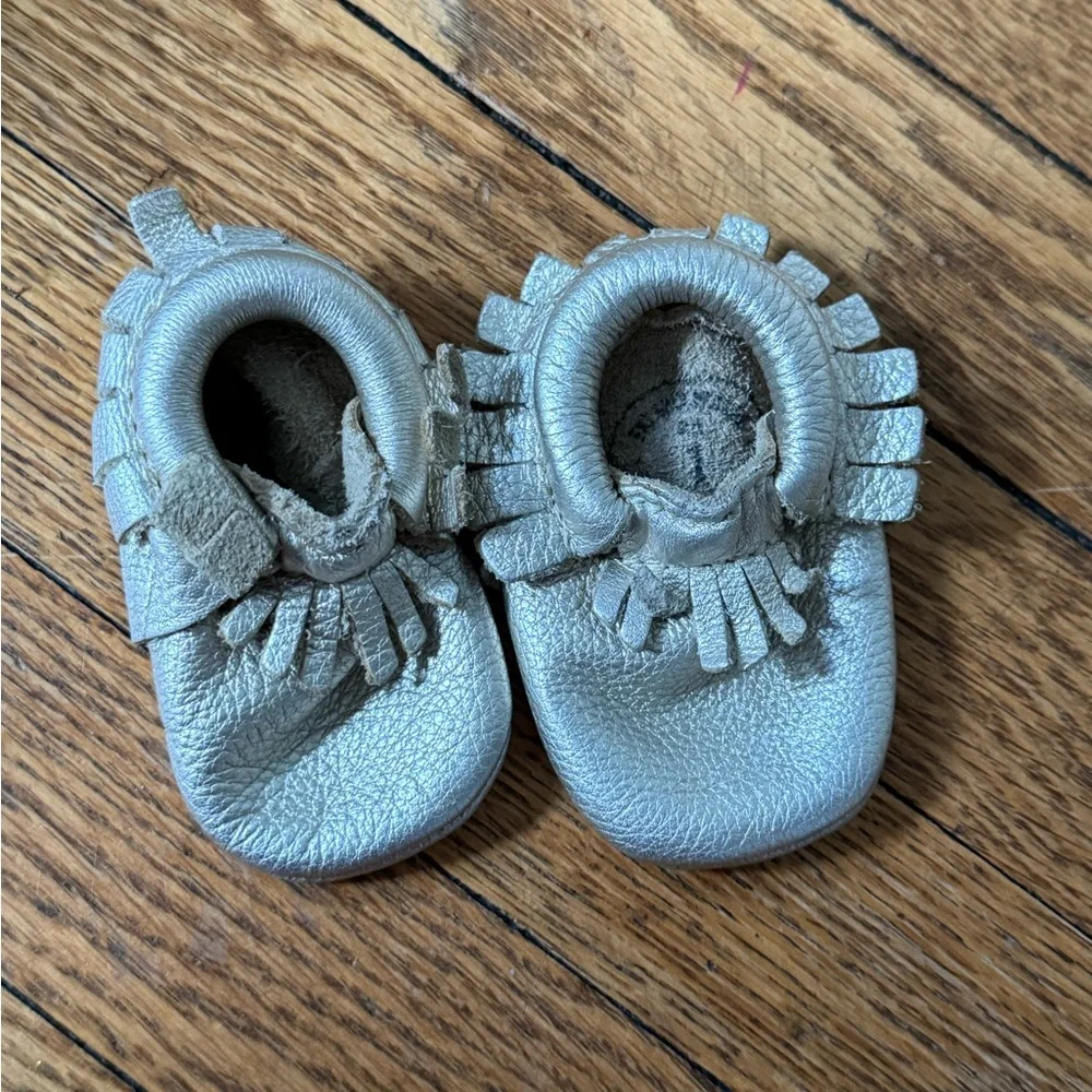 Freshly Picked Gold Leather Baby Moccasins - Size 1 (0-3 Months)
